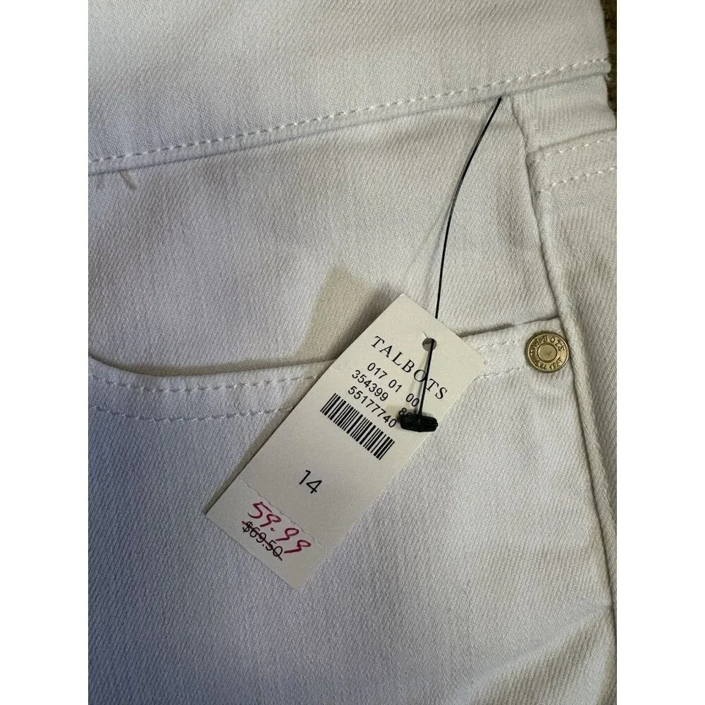 Talbots White Girlfriend Denim Shorts Size 14 Casual Preppy 9” Inseam NEW - Picture 2 of 5
